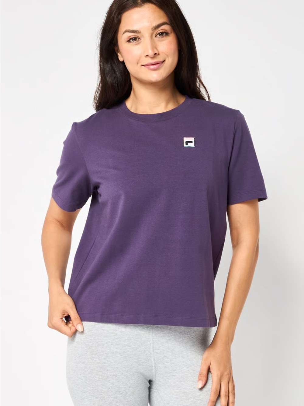 Two piece set- Fila Women's Purple Short-Sleeve Crewneck Tee and capri leggings